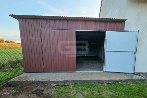 Ogłoszenie - Garaż blaszany 5x6m, wolnostojący - brama dwuskrzydłowa - drzwi - okno - spad w tył GB175. Zdjęcie 4