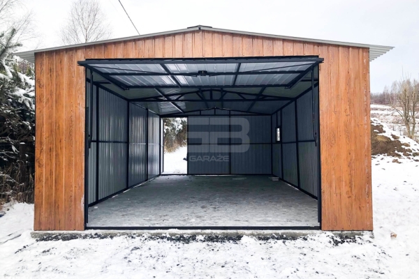 Ogłoszenie - Garaż blaszany 5x8 wolnostojący - Brama uchylna - Okno - drzwi drewnopodobny Dach dwuspadowy - GB176. Zdjęcie 3