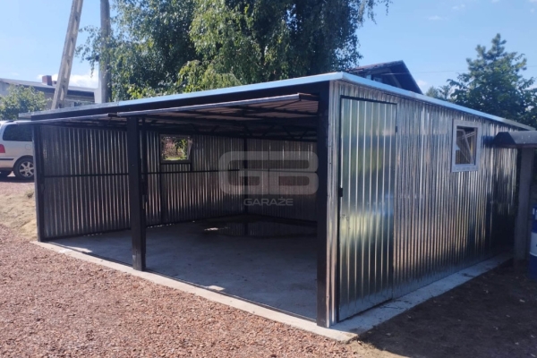 Ogłoszenie - Garaż blaszany 6x6 2x Brama + drzwi + 2x okno - ocynk - spad w tył -  pod ocieplenie GB179. Zdjęcie 4