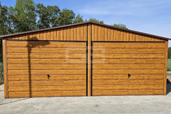 Ogłoszenie - Garaż blaszany 6x6m + wiata 6x1m wolnostojący - drewnopodobny - 2x brama - drzwi - dwuspadowy GB182. Zdjęcie 6