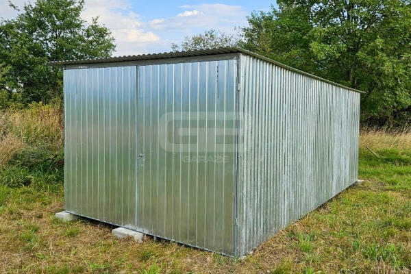 Ogłoszenie - Garaż blaszany 3×5 m – II gatunek – idealny na budowę – wolnostojący – brama – dach jednospadowy GB116. Zdjęcie 3