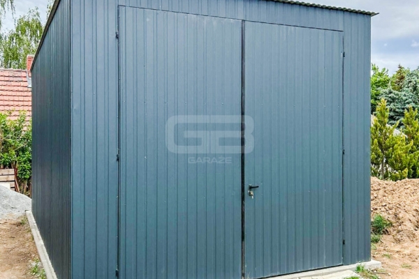 Ogłoszenie - Garaż Blaszany - 4x6m - Brama Dwuskrzydłowa  - Antracyt - Dach spad w tył GB128. Zdjęcie 7