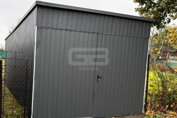 Ogłoszenie - Garaż Blaszany 3x6 - Brama Dwuskrzydłowa - Antracyt - dach Spad w tył GB150. Zdjęcie 3