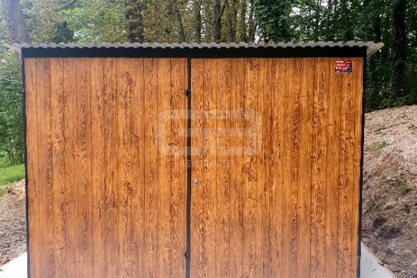 Ogłoszenie - Garaż blaszany 3x6 Brama dwuskrzydłowa - drewnopodobny - spad w tył GB151. Zdjęcie 2