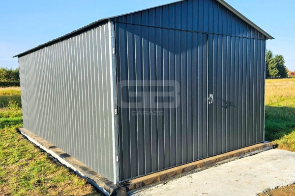 Ogłoszenie - Garaż blaszany 3x6m - wolnstojący - brama dwuskrzydłowa - antracyt dwuspadowy GB155. Zdjęcie 5
