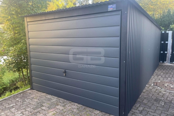 Ogłoszenie - Garaż blaszany 3x7 brama uchylna - okno PCV - antracyt Dach spad w tył GB160. Zdjęcie 5