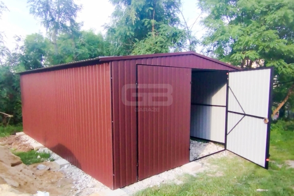 Ogłoszenie - Garaż blaszany 4x7 Brama Brąz Dach dwuspadowy - wolnostojący GB171. Zdjęcie 5