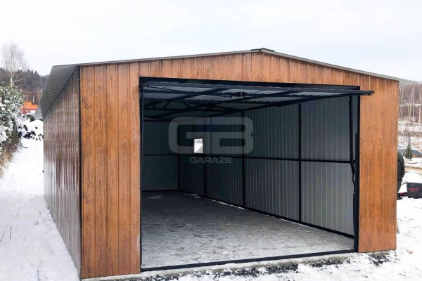 Ogłoszenie - Garaż blaszany 5x8 wolnostojący - Brama uchylna - Okno - drzwi drewnopodobny Dach dwuspadowy - GB176. Zdjęcie 2