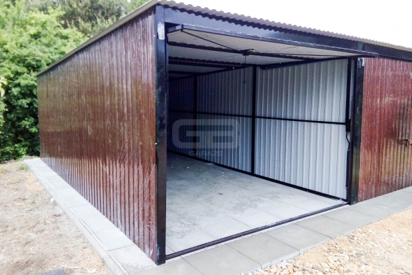 Ogłoszenie - Garaż blaszany 18x5 - Brama uchylna - Ciemny brąz  - Dach spad w tył GB187. Zdjęcie 5