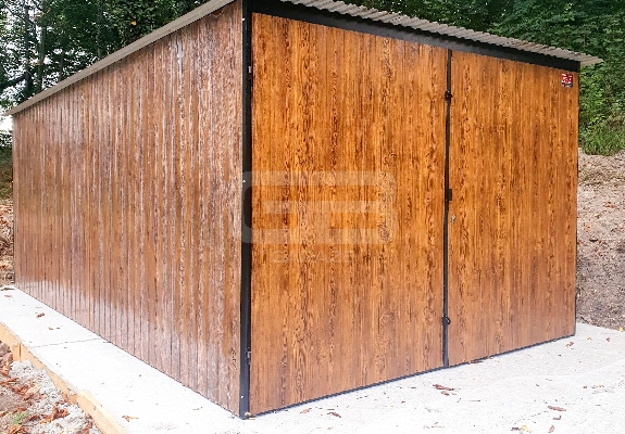 Ogłoszenie - Garaż blaszany 3x6 Brama dwuskrzydłowa - drewnopodobny - spad w tył GB151. Zdjęcie 3