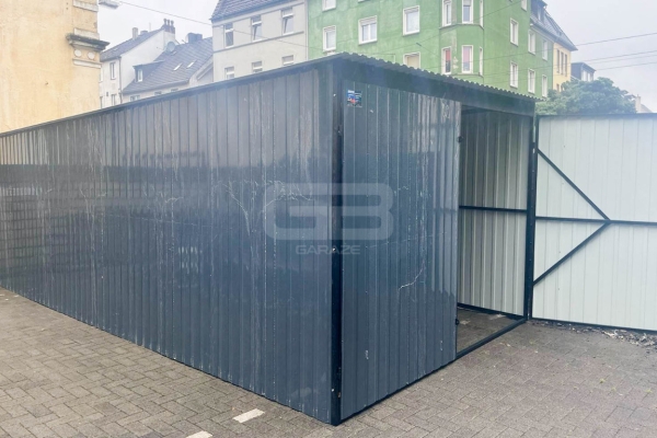 Ogłoszenie - Garaż blaszany 3x7 brama dwuskrzydłowa - antracyt - Dach spad w tył GB156. Zdjęcie 5