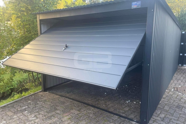 Ogłoszenie - Garaż blaszany 3x7 brama uchylna - okno PCV - antracyt Dach spad w tył GB157. Zdjęcie 5