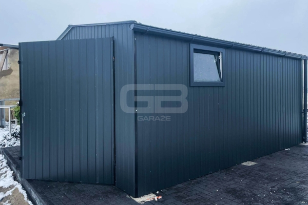 Ogłoszenie - Garaż blaszany 4x5 Brama + okno Antracyt  Dach dwuspadowy GB161. Zdjęcie 2