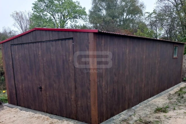 Ogłoszenie - Garaż blaszany 4x8 Brama + okno + drzwi - ciemny orzech drewnopodobny -  Dach dwuspadowy GB172. Zdjęcie 6