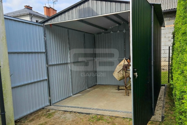 Ogłoszenie - Garaż blaszany 2,5x5m - brama dwuskrzydłowa - wolnostojący - antracyt dach dwuspadowy GB130. Zdjęcie 4