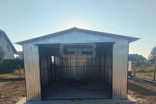 Ogłoszenie - Garaż blaszany 4x6 Brama + drzwi + otwór na okno - ocynk - dwuspad pod ocieplenie GB166. Zdjęcie 2