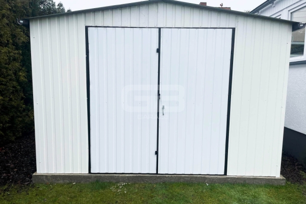 Ogłoszenie - Garaż blaszany 4x6 Brama dwuskrzydłowa Biały  Dach dwuspadowy GB167. Zdjęcie 3