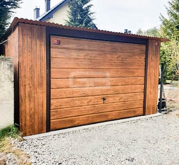 Ogłoszenie - Garaż blaszany 4x7 Brama + drzwi Drewnopodobny  Dach spad w tył GB170. Zdjęcie 4