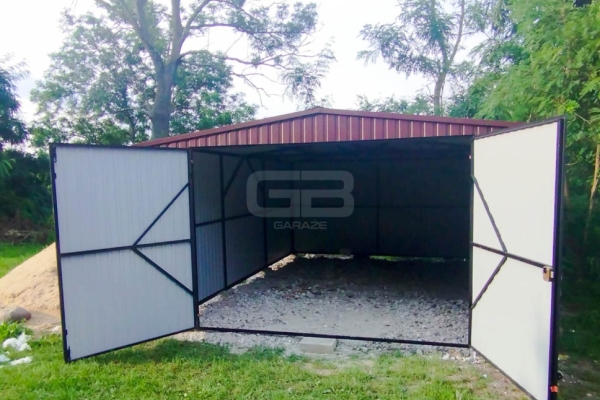Ogłoszenie - Garaż blaszany 4x7 Brama Brąz Dach dwuspadowy - wolnostojący GB171. Zdjęcie 7