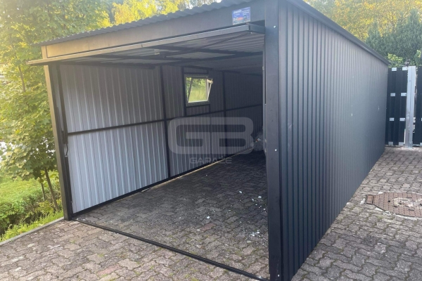Ogłoszenie - Garaż blaszany 3x7 brama uchylna - okno PCV - antracyt Dach spad w tył GB160. Zdjęcie 8
