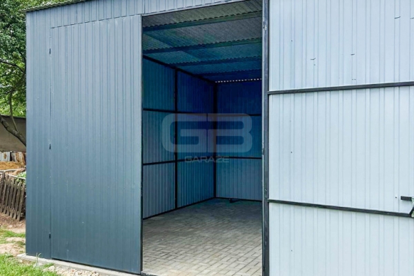Ogłoszenie - Garaż Blaszany - 4x6m - Brama Dwuskrzydłowa  - Antracyt - Dach spad w tył GB128. Zdjęcie 5