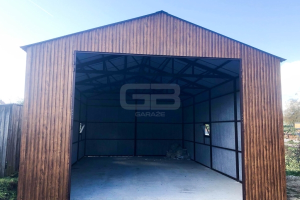 Ogłoszenie - Garaż blaszany 6x9 Brama + 3x okno drewnopodobny  Dach dwuspadowy GB184. Zdjęcie 3