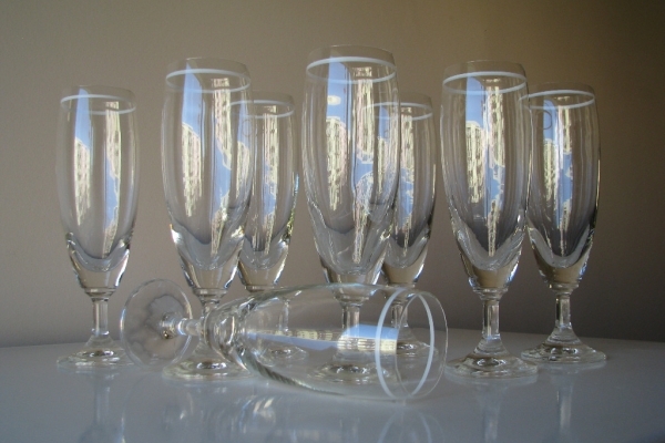 Ogłoszenie - Lampki - kieliszki na wino z obwódką, szampanówki 8 szt retro, PRL. Zdjęcie 6