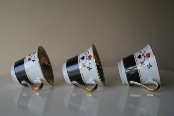 Ogłoszenie - Piękne porcelanowe filiżanki karciane ze złoceniami Ćmielów Potacki. Zdjęcie 4