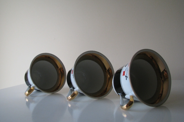 Ogłoszenie - Piękne porcelanowe filiżanki karciane ze złoceniami Ćmielów Potacki. Zdjęcie 7