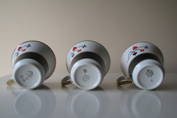 Ogłoszenie - Piękne porcelanowe filiżanki karciane ze złoceniami Ćmielów Potacki. Zdjęcie 8