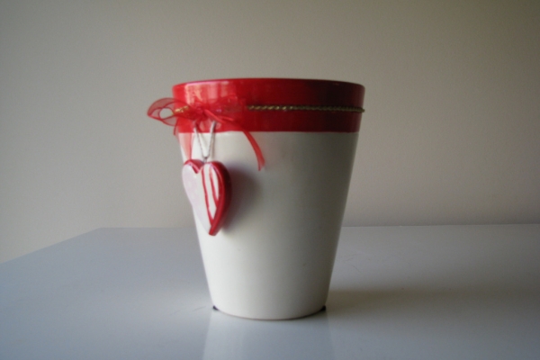 Ogłoszenie - Ceramiczne naczynko, osłonka na doniczkę z serduszkiem wazon – Walentynki. Zdjęcie 6