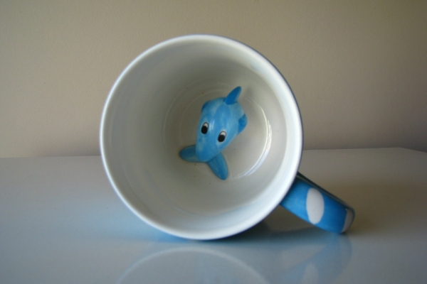 Ogłoszenie - Urocze kubki w kropki z figurką delfina i pieska w środku 3D. Zdjęcie 9