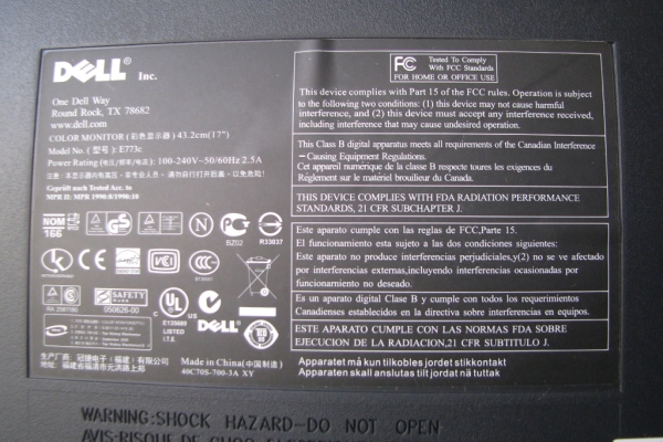 Ogłoszenie - Monitor do komputera kineskopowy Dell 17 cali, model E773c. Zdjęcie 7