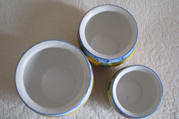 Ogłoszenie - Piękny, ręcznie malowany zestaw 3 stylowych doniczek – osłonki. Zdjęcie 8