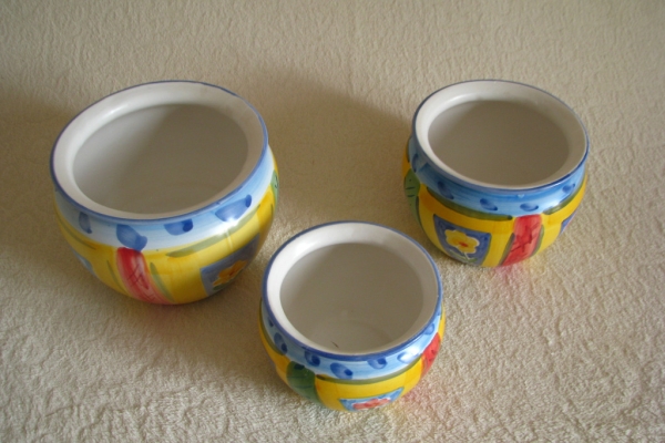 Ogłoszenie - Piękny, ręcznie malowany zestaw 3 stylowych doniczek – osłonki. Zdjęcie 3