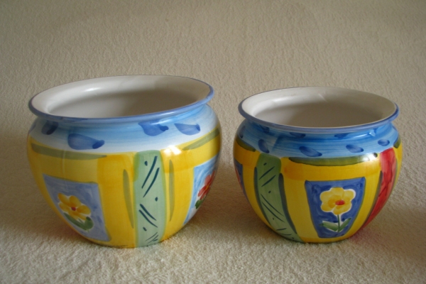 Ogłoszenie - Piękny, ręcznie malowany zestaw 3 stylowych doniczek – osłonki. Zdjęcie 4