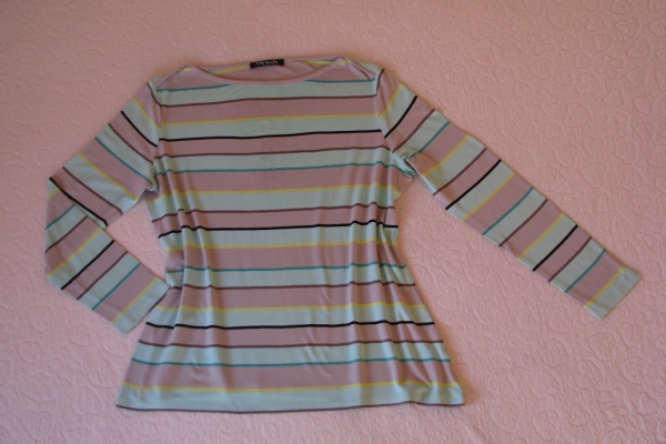 Ogłoszenie - Lekka bluzka z długim rękawem, rozm. L w popielato-miętowe paski. Zdjęcie 6