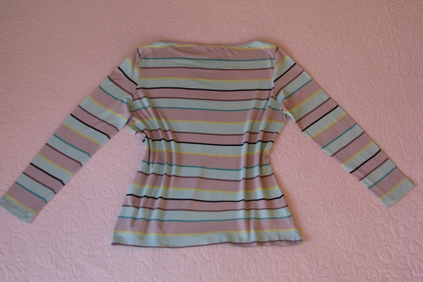 Ogłoszenie - Lekka bluzka z długim rękawem, rozm. L w popielato-miętowe paski. Zdjęcie 2