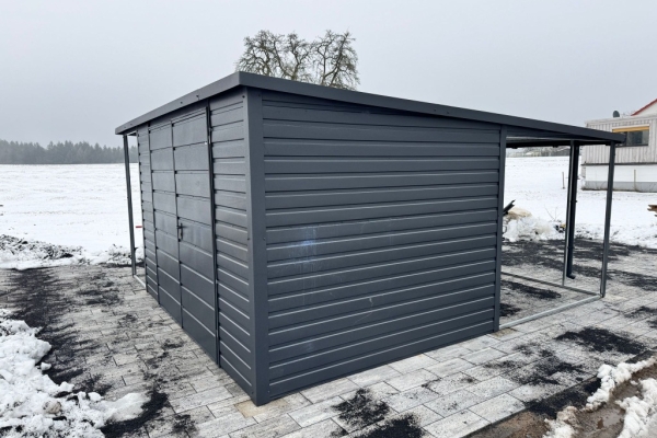 Ogłoszenie - Garaż Blaszany 5,5 × 4,5 m z Wiatami Nowoczesny Schowek + Wiata Śmietnikowa. Zdjęcie 4