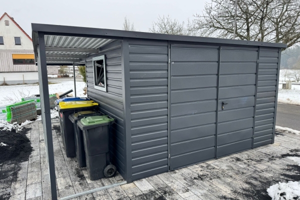 Ogłoszenie - Garaż Blaszany 5,5 × 4,5 m z Wiatami Nowoczesny Schowek + Wiata Śmietnikowa. Zdjęcie 2