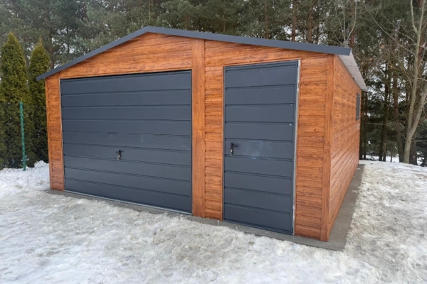 Ogłoszenie - Garaż Blaszany 5x6 Drewnopodobny Złoty Dąb Grafit Brama + Drzwi PRODUCENT. Zdjęcie 2