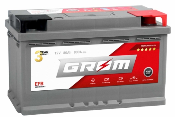 Ogłoszenie - Akumulator GROM EFB START&STOP 80Ah 800A Prawy Plus niski. Zdjęcie 1