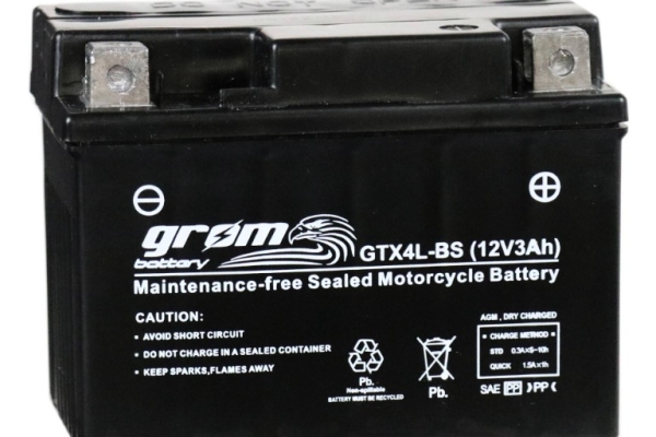 Ogłoszenie - Akumulator motocyklowy GROM GTX4L-BS YTX4L-BS 12V 3Ah 60A P+. Zdjęcie 1