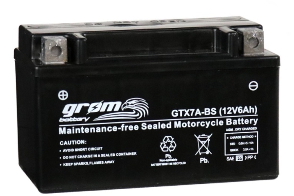 Ogłoszenie - Akumulator motocyklowy GROM GTX7A-BS YTX7A-BS 12V 6Ah 120A L+. Zdjęcie 1