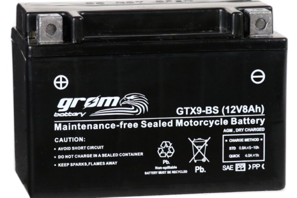 Ogłoszenie - Akumulator motocyklowy GROM GTX9-BS YTX9-BS 12V 8Ah 130A L+. Zdjęcie 1