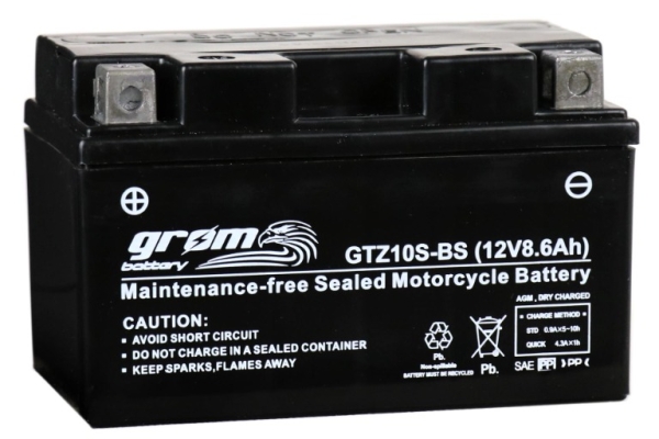 Ogłoszenie - Akumulator motocyklowy GROM GTZ10S-BS YTZ10S-BS 12V 8.6Ah 160A L+. Zdjęcie 1