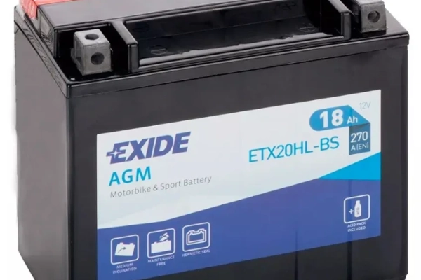 Ogłoszenie - Akumulator motocyklowy EXIDE ETX20HL-BS YTX20HL-BS 12V 18Ah 270A EN P+. Zdjęcie 1