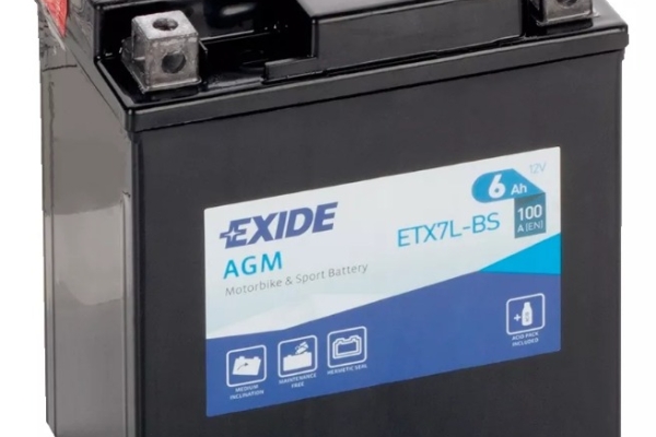 Ogłoszenie - Akumulator motocyklowy EXIDE ETX7L-BS YTX7L-BS 12V 6Ah 100A EN P+. Zdjęcie 1