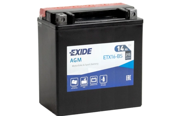 Ogłoszenie - Akumulator motocyklowy EXIDE ETX16-BS YTX16-BS 12V 14Ah 215A EN L+. Zdjęcie 1