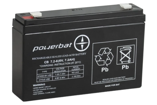 Ogłoszenie - Akumulator żelowy POWERBAT CB 7.2-6 6V 7.2Ah. Zdjęcie 1